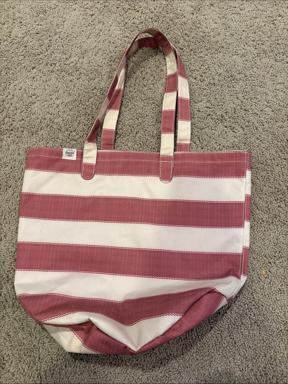 Herschel Supply Company Red and White Striped Canvas Tote